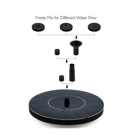 Solar powered fountain for bird bath and pond Kit Garden Water Pump with Sprayer and Sprayer Base - Shopiment