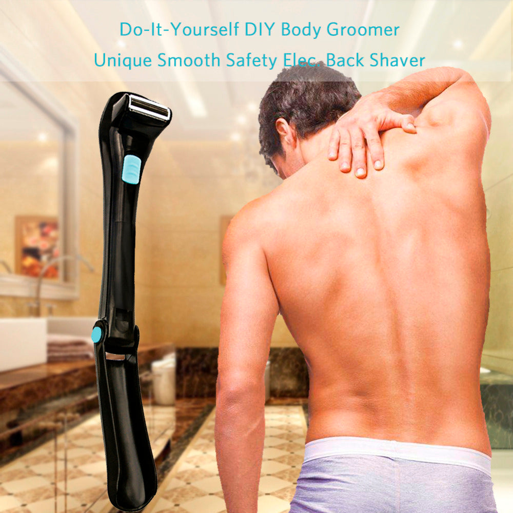 RIVER LAKE Men Shaving 180 Degrees Foldable Electric Back Hair Shaver Battery Manual Long Handle Hair Remover 1 Razor & 2 Blades - Shopiment