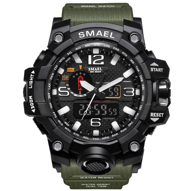 Men Military Watch 50m Waterproof Wristwatch LED Quartz Clock Sport Watch - Shopiment