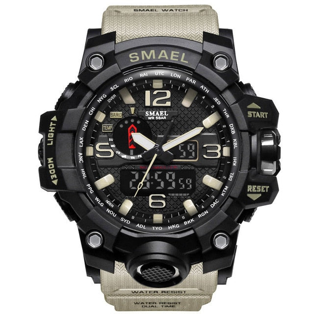 Men Military Watch 50m Waterproof Wristwatch LED Quartz Clock Sport Watch - Shopiment