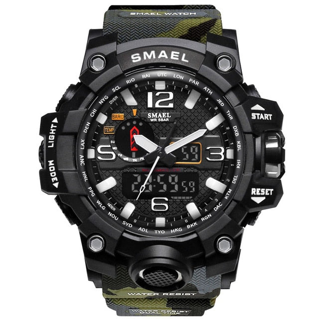 Men Military Watch 50m Waterproof Wristwatch LED Quartz Clock Sport Watch - Shopiment