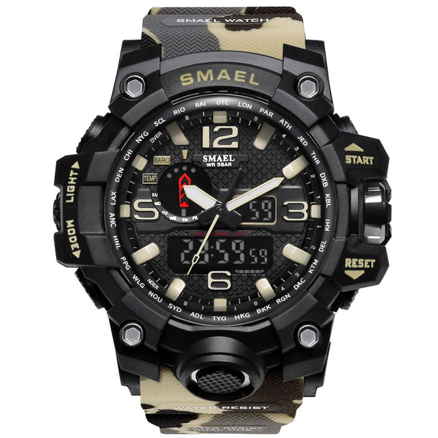 Men Military Watch 50m Waterproof Wristwatch LED Quartz Clock Sport Watch - Shopiment