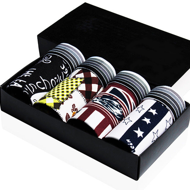 4Pcs Cotton Men Underwear Cartoon Male Panties gay wear Mens Ice Silk home shorts Underwear Sexy Homens Cueca Boxer Mens Boxers - Shopiment