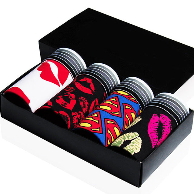 4Pcs Cotton Men Underwear Cartoon Male Panties gay wear Mens Ice Silk home shorts Underwear Sexy Homens Cueca Boxer Mens Boxers - Shopiment