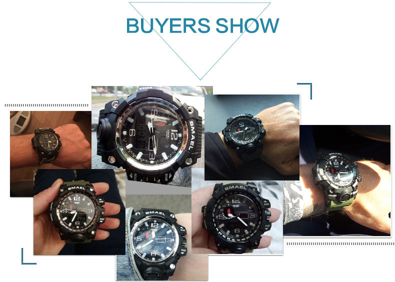 Men Military Watch 50m Waterproof Wristwatch LED Quartz Clock Sport Watch - Shopiment