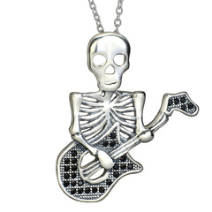 Guitar Skeleton Pendant 925 Silver Necklace - Shopiment