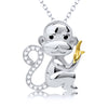 Image of Monkey Eating Banana Pendant 925 Silver Necklace - Shopiment