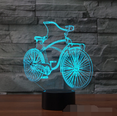 Bicycle 3D lamp LED seven color remote control light remote control 3D light acrylic visual lamp - Shopiment