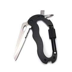 Outdoor Survival Multi-function Fast Hanging D Buckle Carabiner Folding Knife With Lock Key Button Screwdriver Opener