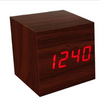 Image of Mini Wooden LED Electronic Clock with Date and Temperature Sound Control Desk Alarm Clock for Travel, Kids Bedroom, Home, Office-Wooden - Shopiment