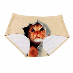 3d Print Cat Cotton Underwear Women Panties Seamless Briefs - Shopiment