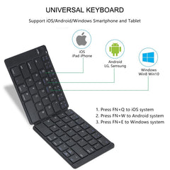 Leather Surface Wireless Mini Bluetooth Folding Keyboard for Laptop Tablet Phone - Shopiment