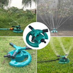 Garden Sprinklers Automatic watering Grass Lawn 360 Degree Circle Rotating Water Sprinkler 3 Nozzles Three Arm Garden Pipe Hose - Shopiment