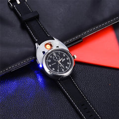 USB Charging Lighter Watch Men electronic Sports Quartz Wristwatches Windproof Flameless Smoke Cigarette Lighter Gifts - Shopiment