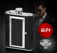 LMETJMA 5oz Hip Flask & Creative Cigarette Case Stainless Steel Hip Flask Wine Flagon Pot Liquor Alcohol Whiskey Bottle KC0326-3