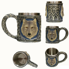 3D Skull Mug Coffee Tea Skull Knight Tankard Dragon Drinking Double Wall Stainless Steel Cup