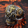 Image of Stainless Steel Gothic gold Carving kapala skull mask Ring fashion Gift for men - Shopiment