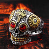 Image of Stainless Steel Gothic gold Carving kapala skull mask Ring fashion Gift for men - Shopiment